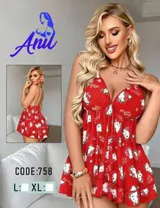 لباس خواب کیتی کاپ دار قرمز ❤️